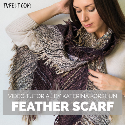 Feather scarf online video tutorial by Katerina Korshun
